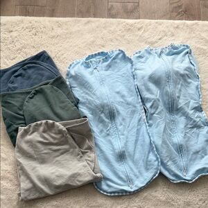 Kids Blue Swaddle Sack Set - Soft Zippered Sleep Sack